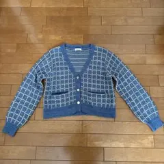 チェック柄ニットカーディガン