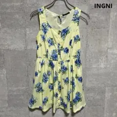 イング　INGNI フラワープリント ノースリーブ ミニワンピース M