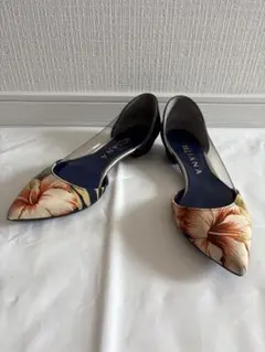 DIANA フラワープリント ポインテッドトゥパンプス23.0cm