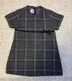 グレー系チェック 半袖ワンピース