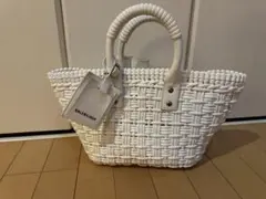 美品　BALENCIAGA ホワイト かごバッグ BALENCIAGA バレンシアガ ビストロ バスケット カゴバッグ XXS