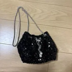 SHEIN スパンコール ブラック ショルダーバッグ