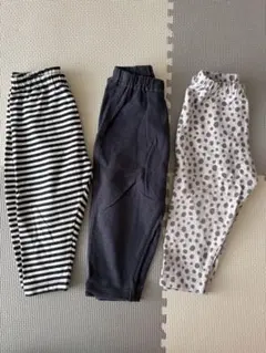 UNIQLO 80ボトムス　3点セット ボーダー　無地　　レオパード