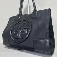 良品✨トリーバーチ トートバッグ ナイロン レザー エラ ブラック ロゴ