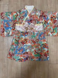 子供用 着物　衣装 華やか 花柄　袴　ロンパースのサムネイル
