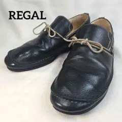 REGAL シボ革 レザー デッキシューズ ブラック