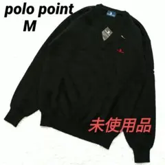 未使用品　Polo Point ポロ　ニットセーター　黒ブラック　M 　刺繍ロゴ