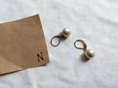 1cmコットンパールピアス　イヤリング　ハンドメイドピアス