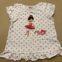 Miki House バレリーナアップリケ Tシャツ ピンクドットのサムネイル