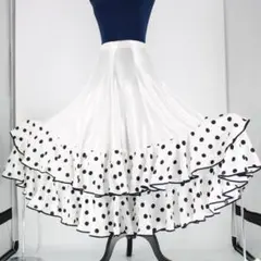 【フラメンコ衣装】ホワイト SEKINE ファルダ ボランテ スカート フリル