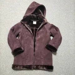 組曲　ダークブラウン フード付きファーコート