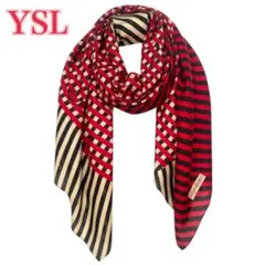 YSL イヴサンローラン スカーフ 大判 シルク レトロ モダン 80s 希少