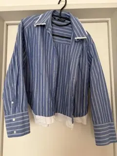 ZARA 長袖シャツ XS 青と白のストライプ
