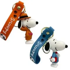 スヌーピー キーホルダー 2個セット シリコン ストラップ 可愛い オレンジ