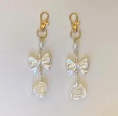 ハンドメイド　バラ　ハート　リボン　ストラップ　韓国　バレエコア