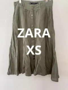 ZARA Basic ザラ スカート カーキ サイズXS ヴィンテージ リネン