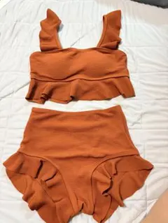 オレンジ フリル セパレート水着 Mサイズ