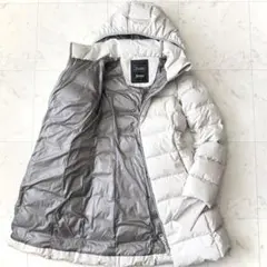 極美品 ヘルノ HERNO ラミナー ロングダウンコート ライトグレー 42 白