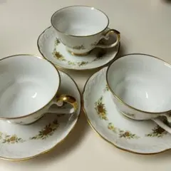 来客用＊Noritake 花柄 カップ・ソーサー３客セット