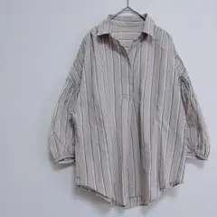 美品✨23区　LIBECO リネン100 ストライプ柄 スモックブラウス シャツ 23区✕ LIBECO リネン100%ストライプ シャツブラウス 長袖 38 - メルカリ