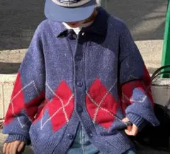 お値下げ❗ユニセックス　アーガイル柄 ニットカーディガン 新品タグ付き