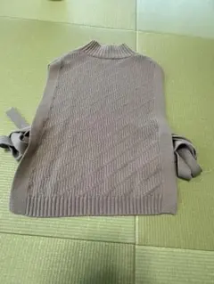 ships・ベージュ 編み模様 ニットベスト