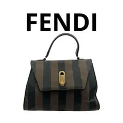 高級 FENDI ペカン 2way ガンチーニ ハンドバッグ ショルダーバッグ 