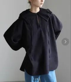 selectMOCA フード付きブラック長袖シャツ