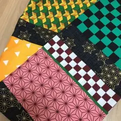 鬼滅の刃　鬼滅　はぎれ 生地 約106×50 ミックス ストライプ ねずこ