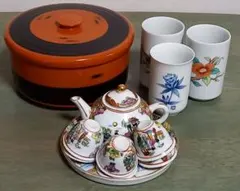中国茶器セット・九谷焼湯飲み茶碗・ミニおひつ　まとめ売り　12点