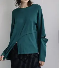 AULA AILA ダークグリーン 2way スリーブプルオーバー　Sサイズのサムネイル