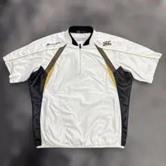Mizuno Pro ハーフジップ 半袖ウェア ホワイト/ブラック/ゴールドXLのサムネイル
