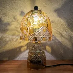 マイセンクリスタル テーブルランプ フクロウ　色被せ　ガラス照明