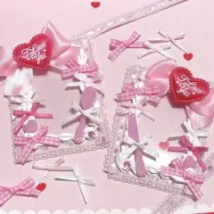 ホイップデコ　トレカケース　平成女児　量産型　ピンク　リボン　トレカデコ