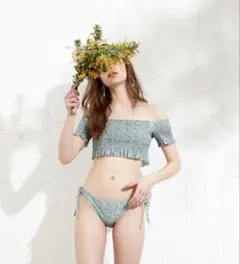 Muselore スリーブデザイン　ペイズリープリントシャーリングビキニ 水着