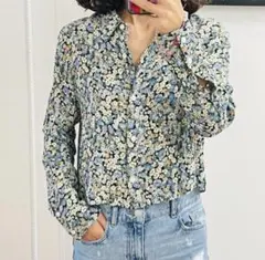 ZARA 花柄 クロップドシャツ XS