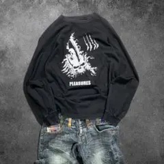 XLARGE×PLEASURES skull ロンT 黒 Y2K