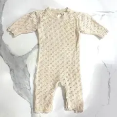 透かし編みニットロンパース 6-9m 78サイズ