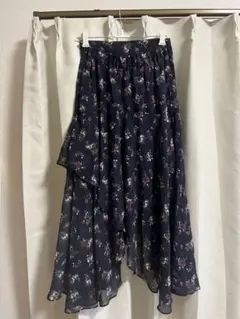 【未着用】DHOLIC花柄ネイビーアシンメトリースカート