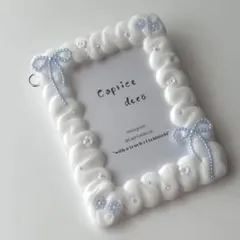 No.65 ホイップデコ　ビーズ　リボン　ブルー　青　オーダー可　トレカ　B8