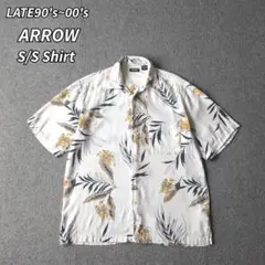 90s 00s ARROW シャツ レーヨン 半袖 ボタニカル 古着 Mのサムネイル
