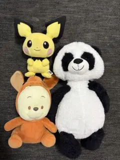 ぬいぐるみ３点セット　パンダ　ピカチュウ　プーさん