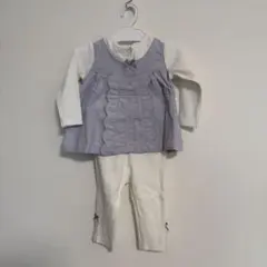 《新品未使用・タグ》bebe/べべ 紫色コーデュロイベビー服セットアップ 80