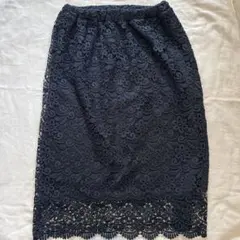 【美品】レーススカート タイトスカート　ネイビーのサムネイル