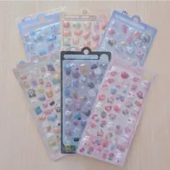 ぷくぷくシール 大量セット カラフル キラキラ ラメ かわいいドロップシールw6