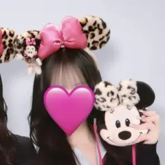 ミニーヒョウ柄カチューシャとポシェットセット