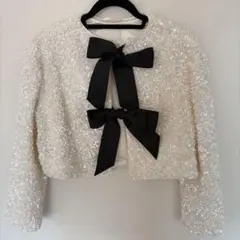 H&M フロントリボン　スパンコールボレロ　Sサイズ