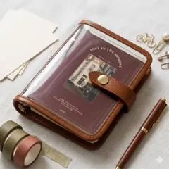 A7 バインダー 可愛い ブラウン 手帳 メモ帳 オフィス PVC 推し活 管理