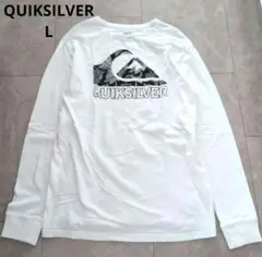 QUIKSILVER 長袖 カットソー L 白 Tシャツ バックプリント 綿のサムネイル
