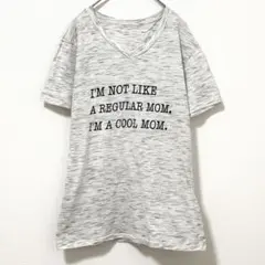 【希少】英字ロゴ VネックTシャツ 杢グレー Y2K ゆるだぼ 春夏